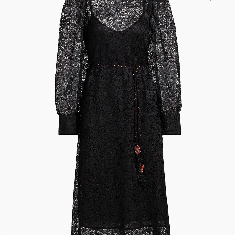FARM Rio Lace Tie-Waist Midi Dress